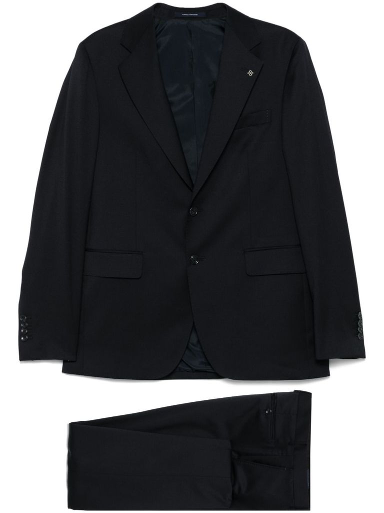 Shop Tagliatore Black Suit In Virgin Wool With Single-breasted Jacket And Trousers