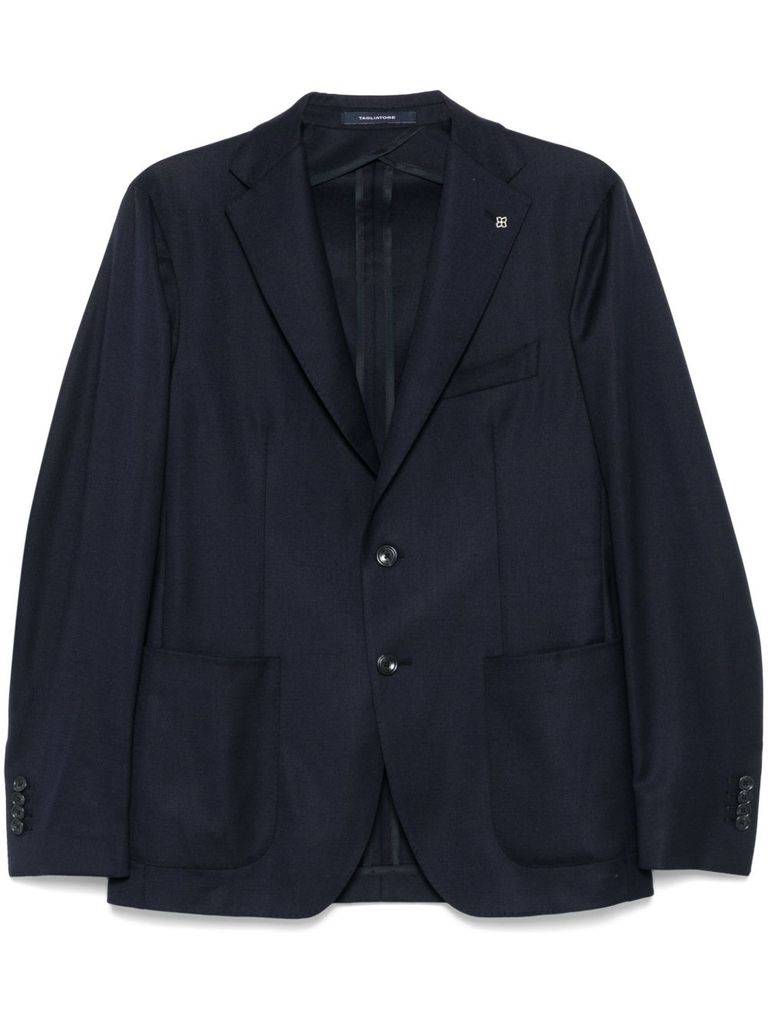 Shop Tagliatore Single-breasted Jacket In Blue Wool