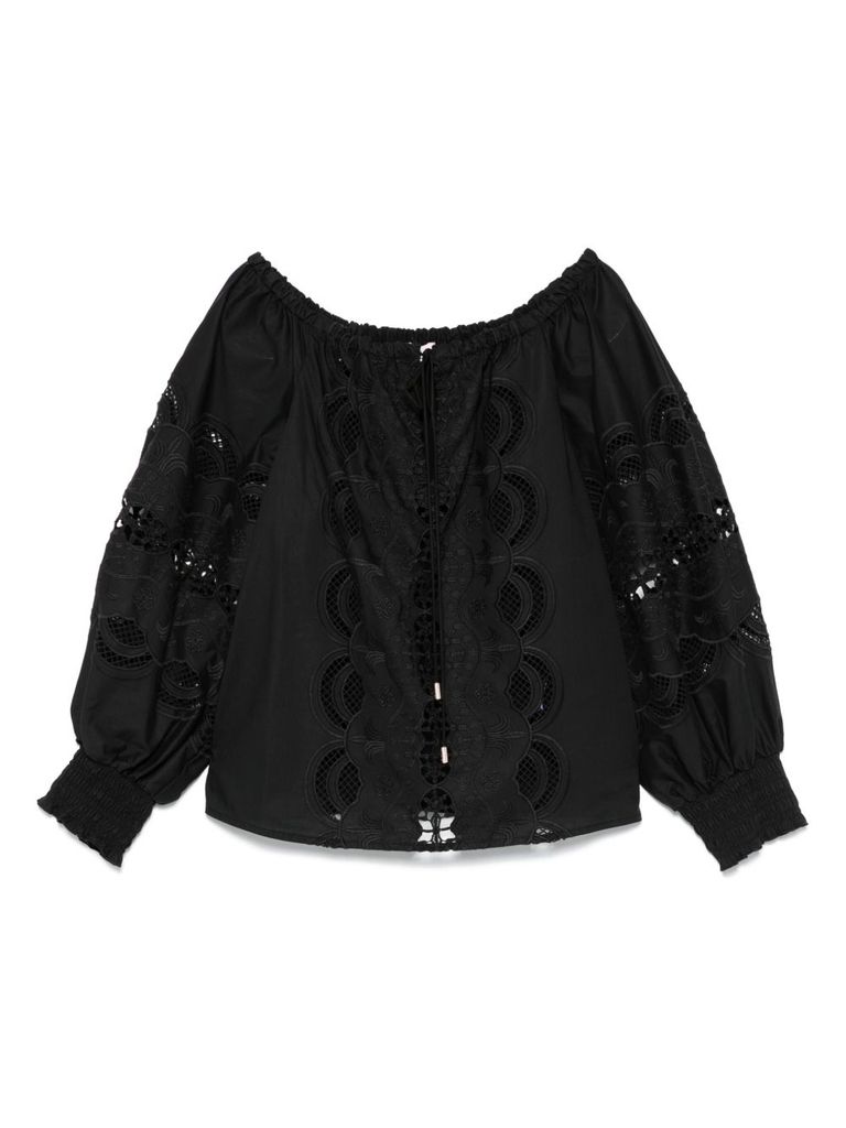 Liu •jo Liu Jo Black Cotton Blouse In Black