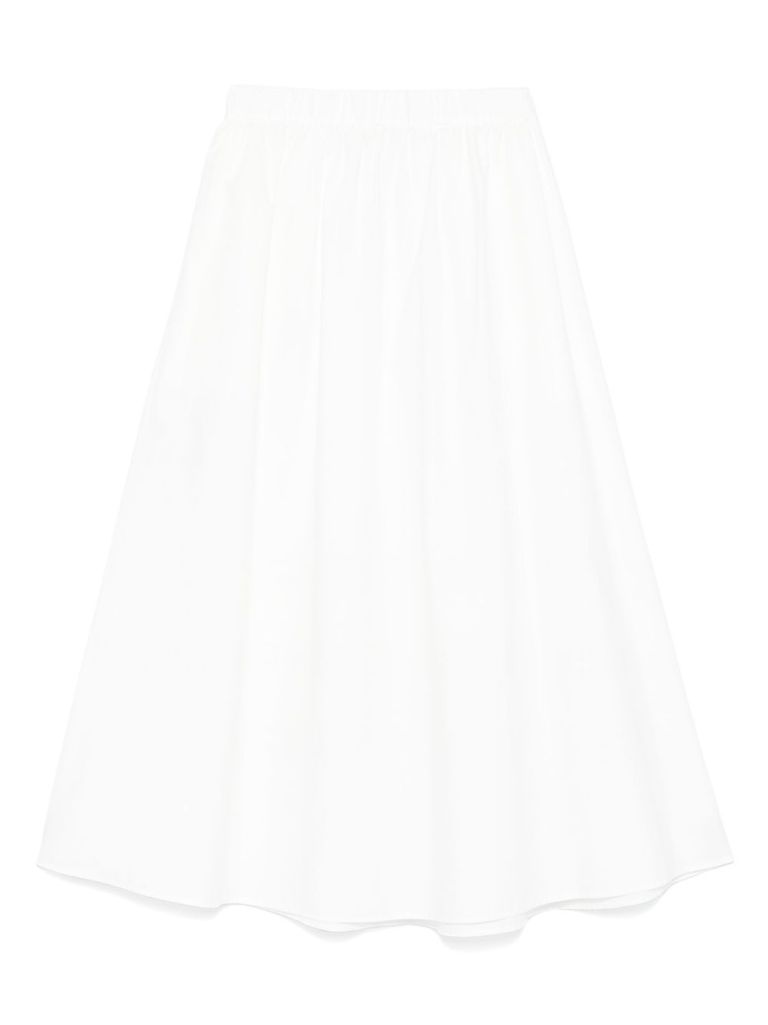 Liu •jo White Cotton Midi Skirt In White