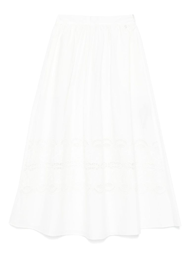Liu •jo White Cotton Midi Skirt In White
