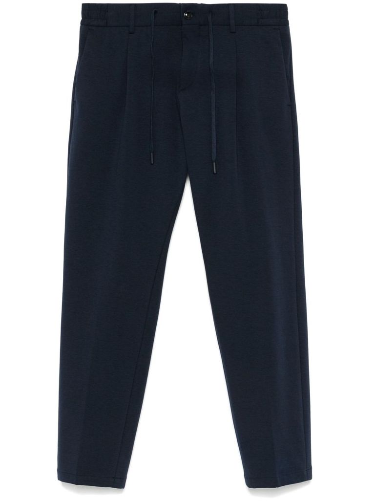 Daniele Alessandrini Blue Trousers In Cotton With Elastic Waistband In Blue