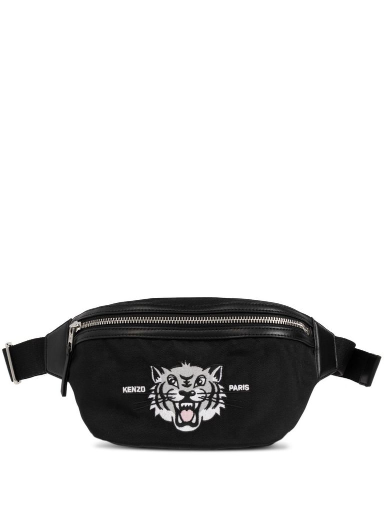 Black belt bags with iconic grey tiger