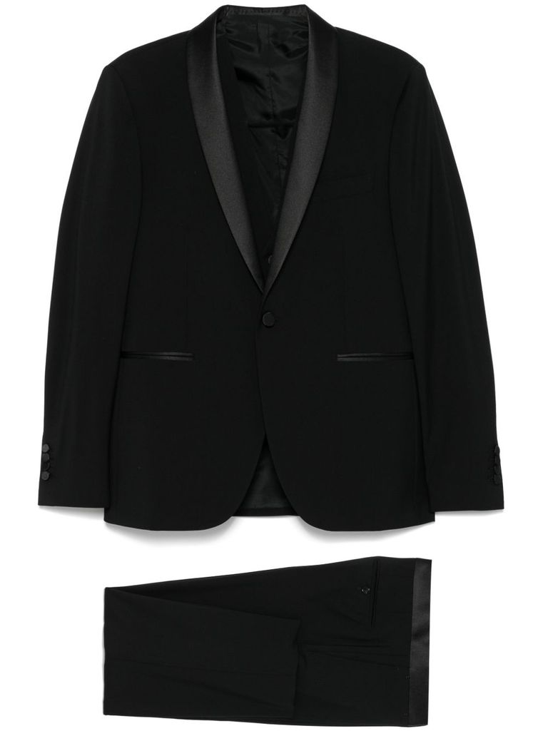 Tagliatore Black Suit With Vest Jacket And Trousers In Black