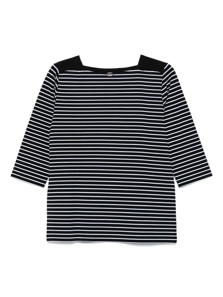 Liu •jo Cotton T-shirt With Black And White Stripes In Black