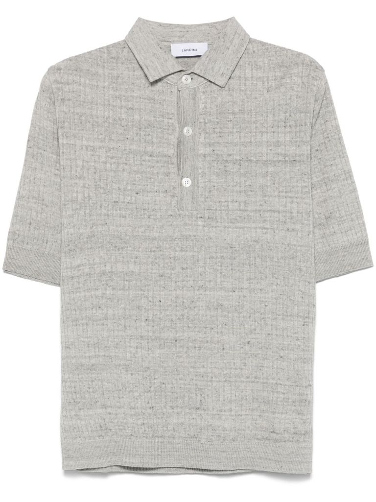 Lardini Textured Beige Polo T-shirt With Buttoned Placket In Grey