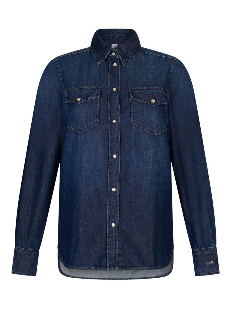 Liu •jo Liu Jo Button-up Blue Shirt With Tailored Fit In Blue
