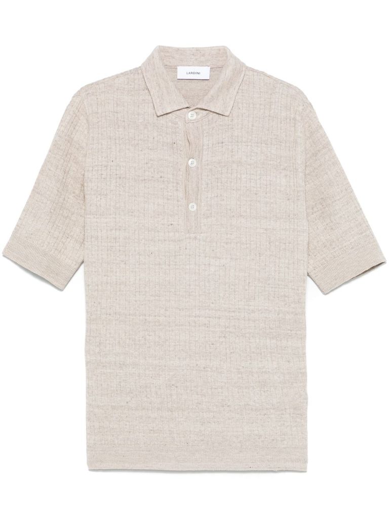 Lardini Ribbed Linen And Cotton-blend Polo Shirt In Beige