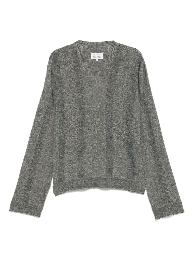 Maison Margiela V-neck Skintwear In Grey Linen And Cotton In Grey