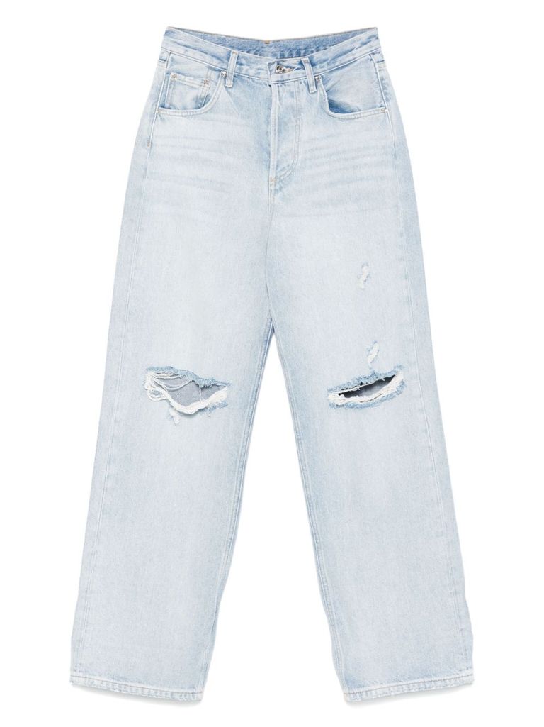 Liu •jo Liu Jo High-waisted Wide-leg Jeans With Distressed Detailing In Blue