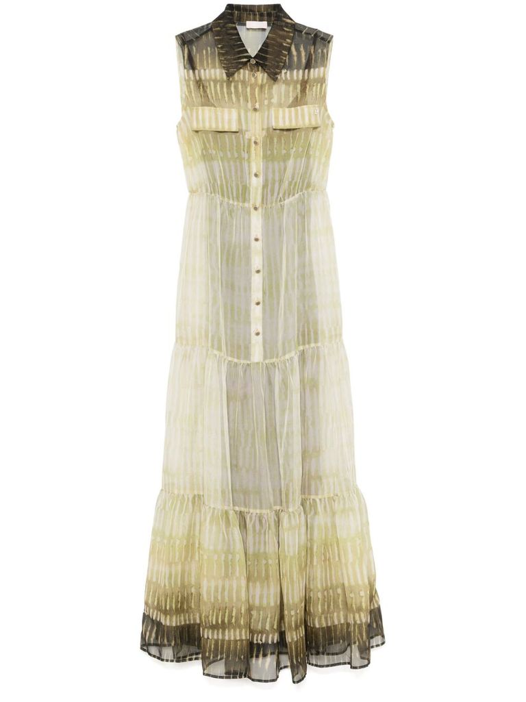Liu •jo Liu Jo Maxi Dress With Button-down Front In Green