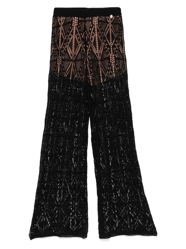 Liu •jo Liu Jo Wide-leg Trousers With Lace Design In Black