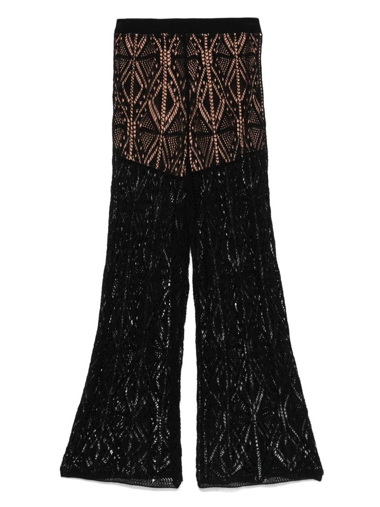 Liu •jo Liu Jo Wide-leg Trousers With Lace Design In Black