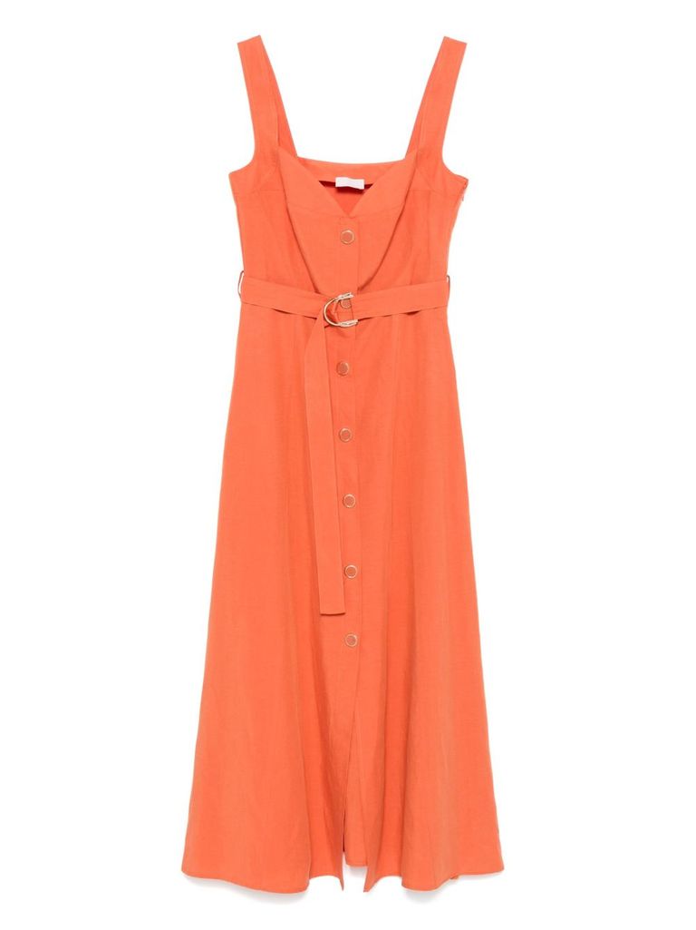 Liu •jo Liu Jo A-line Midi Dress With Button-down Front In Orange
