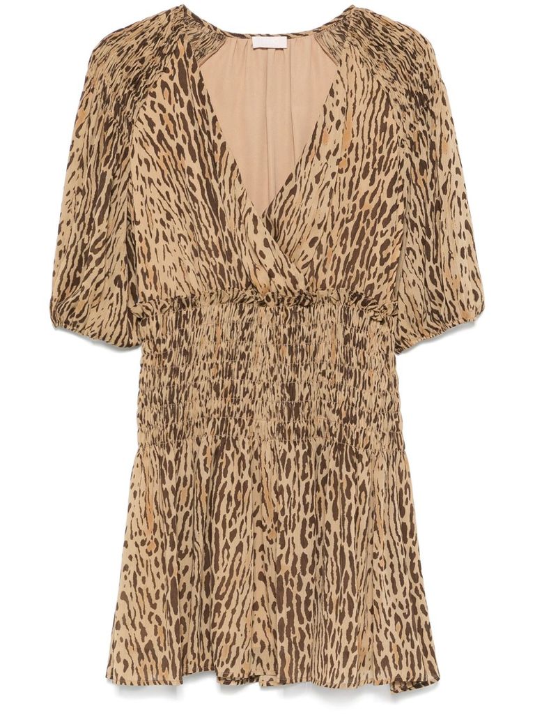 Liu •jo Liu Jo Animalier V-neck Mini Dress In Multicolour