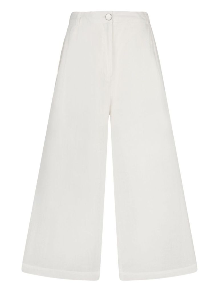 Liu •jo White Ramie Trousers With Semi-sheer Construction In White
