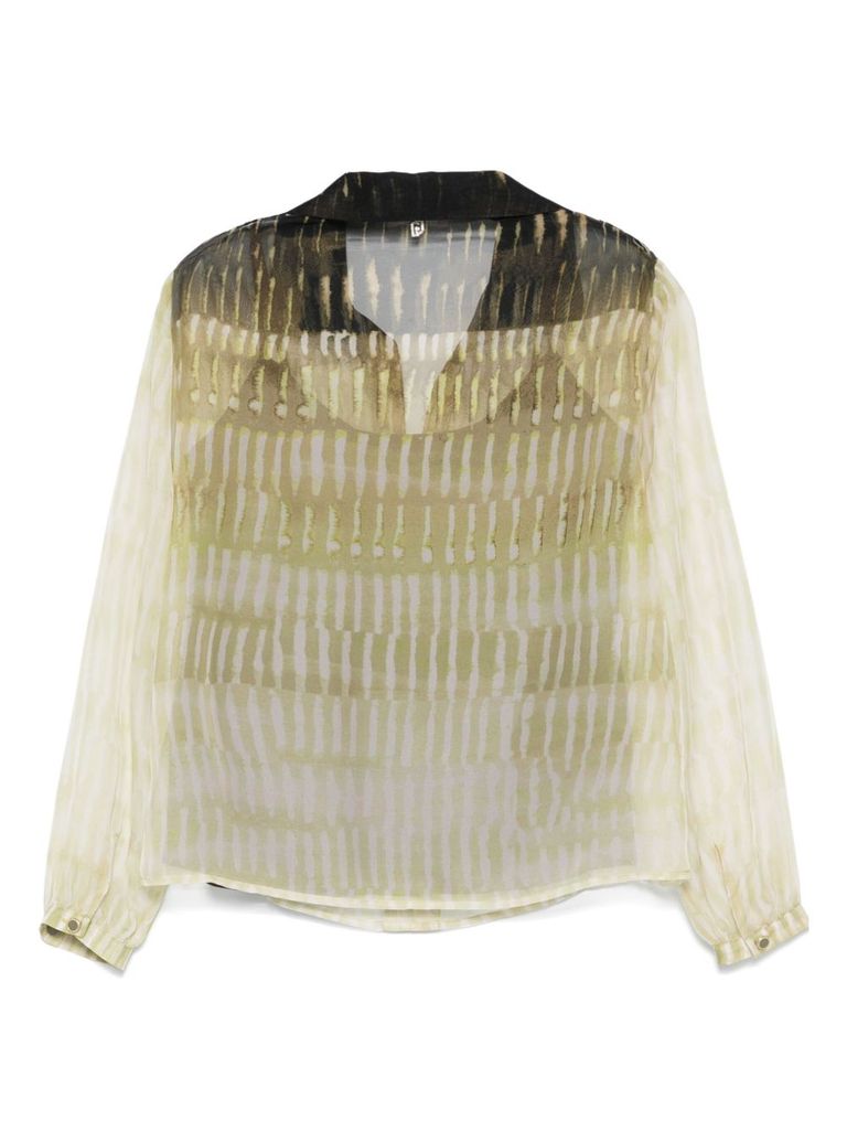 Liu •jo Liu Jo Green Shirt With Unique Earthy Pattern In Green