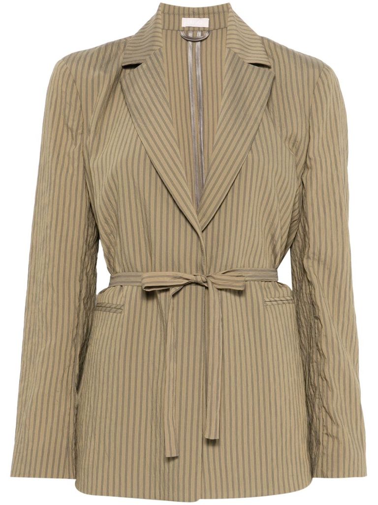 Shop Liu •jo Blazer In Olive Green With Tie Waist