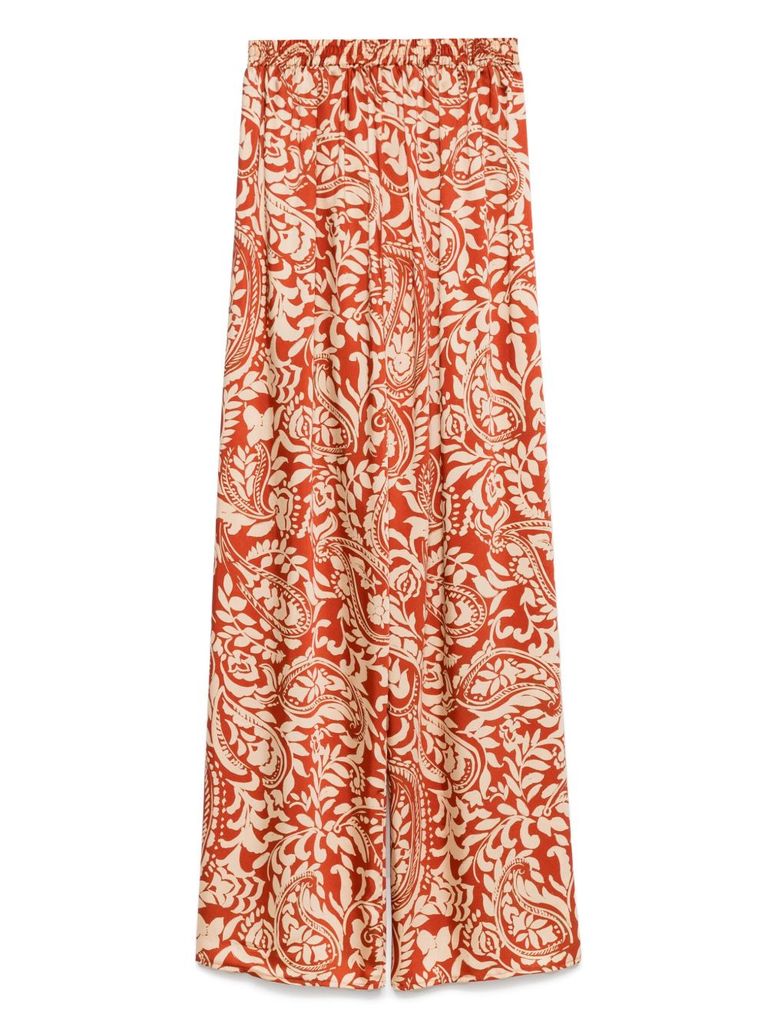 Liu •jo Liu Jo Trousers In Orange Motif With Tie Waist In Orange
