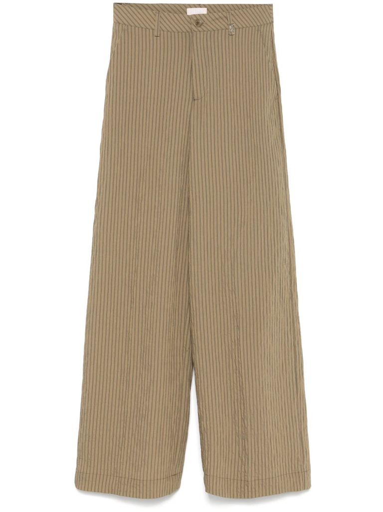 Liu •jo Liu Jo Wide-leg Trousers In Rich Green Modal Blend In Brown
