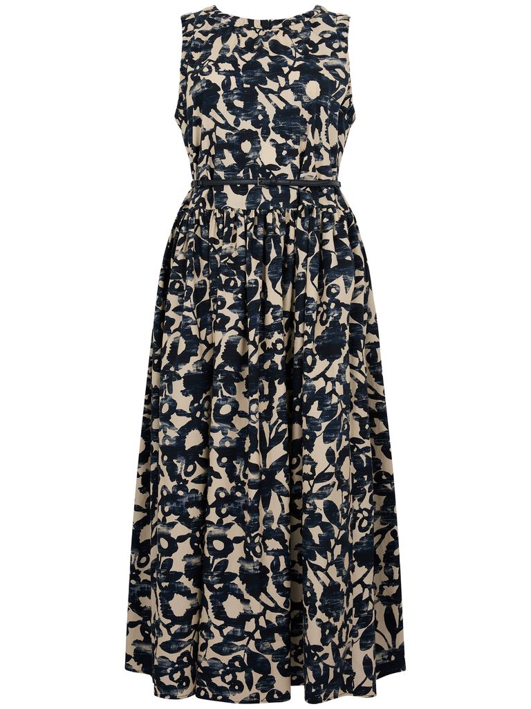 Shop 's Max Mara Cotton 'marlena' Midi Dress In Beige In Blue