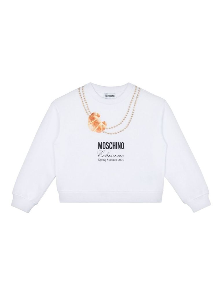 Cotton sweatshirt in white with print logo
