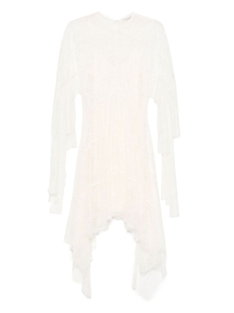 Shop Philosophy Di Lorenzo Serafini Lace Asymmetric Mini Dress In Ivory In Beige