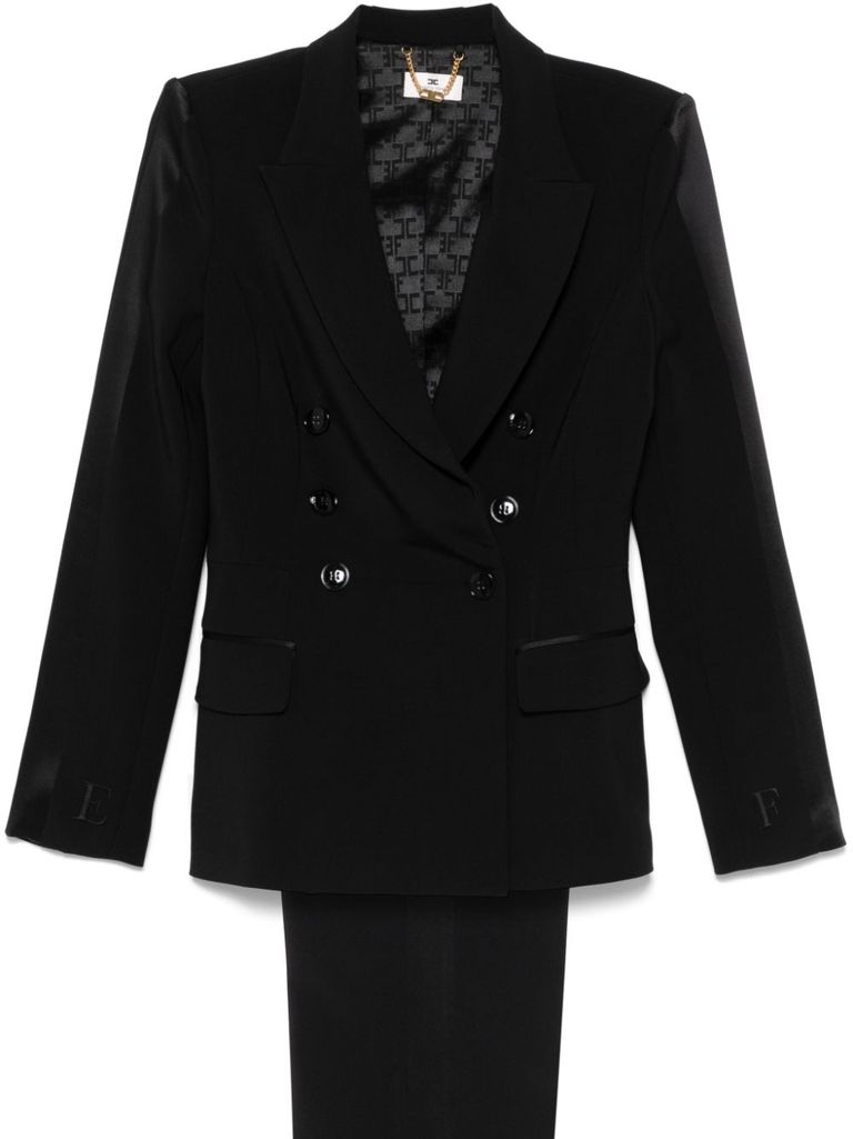 Shop Elisabetta Franchi Double Breasted Suit In Black