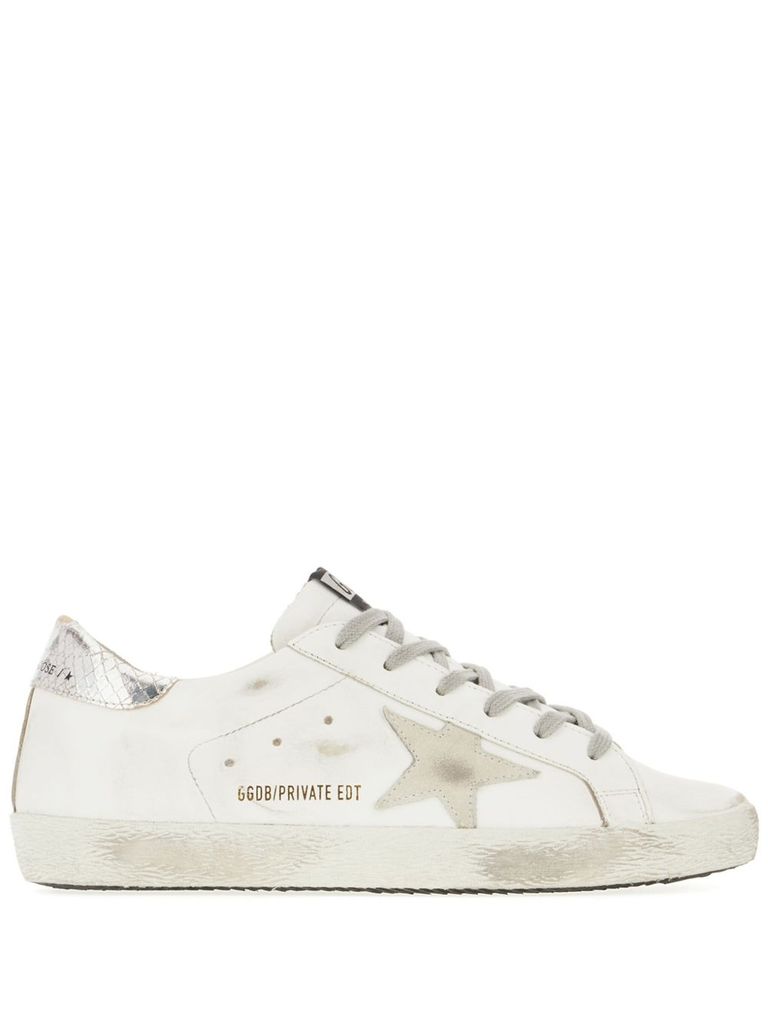 Golden Goose Stardan Sneakers With Silver Metallic Leather Star And Heel Tab In White