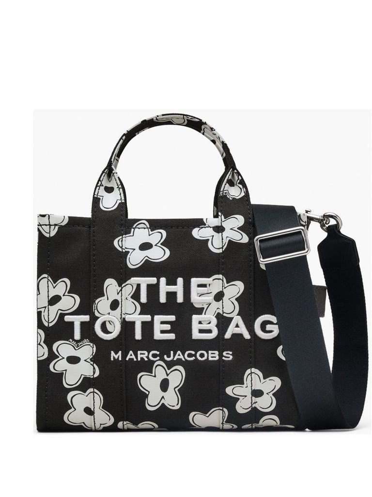 Shop Marc Jacobs Tote Bag In Black With White Floral Pattern