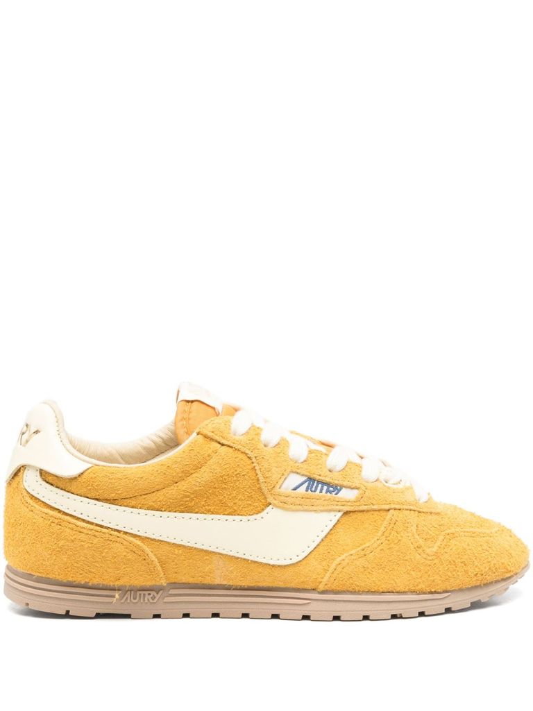 Autry 'windspin Low' Yellow Sneaker With Logo On The Side And On The Heel In Orange