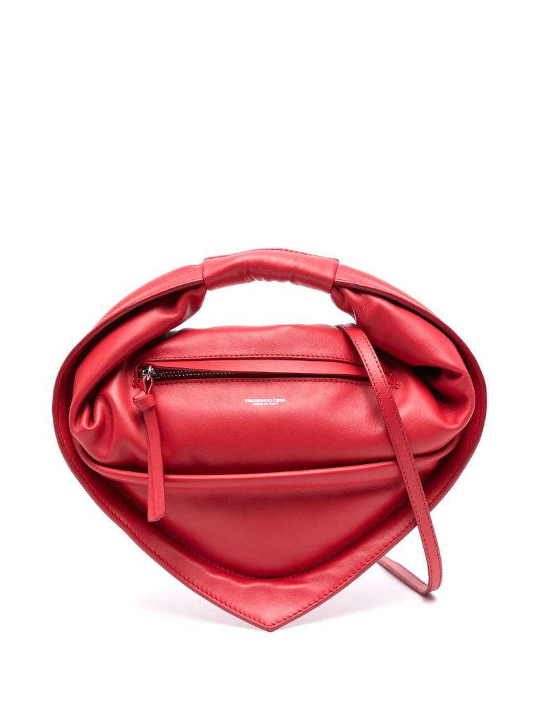 Leather hand bag 'Midi Tortellino' in camel