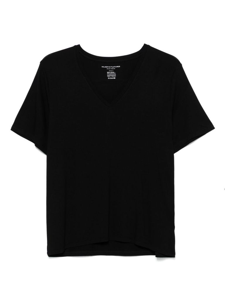 Shop Majestic T-shirt In Black With V-neck