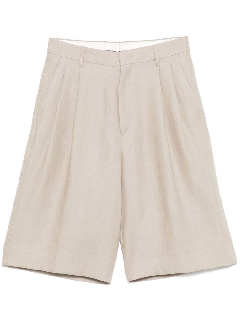 Tagliatore Linen Shorts In Taupe In Grey