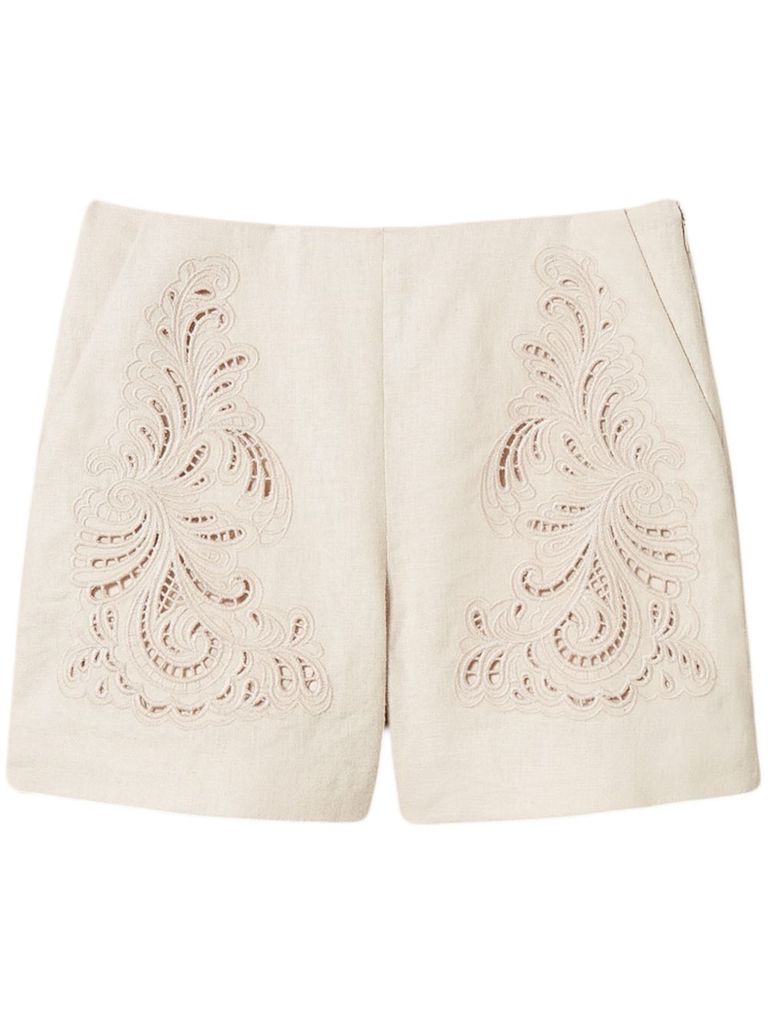 Twinset Twin-set Tailored Gray Shorts With Intricate Embroidery In Grey