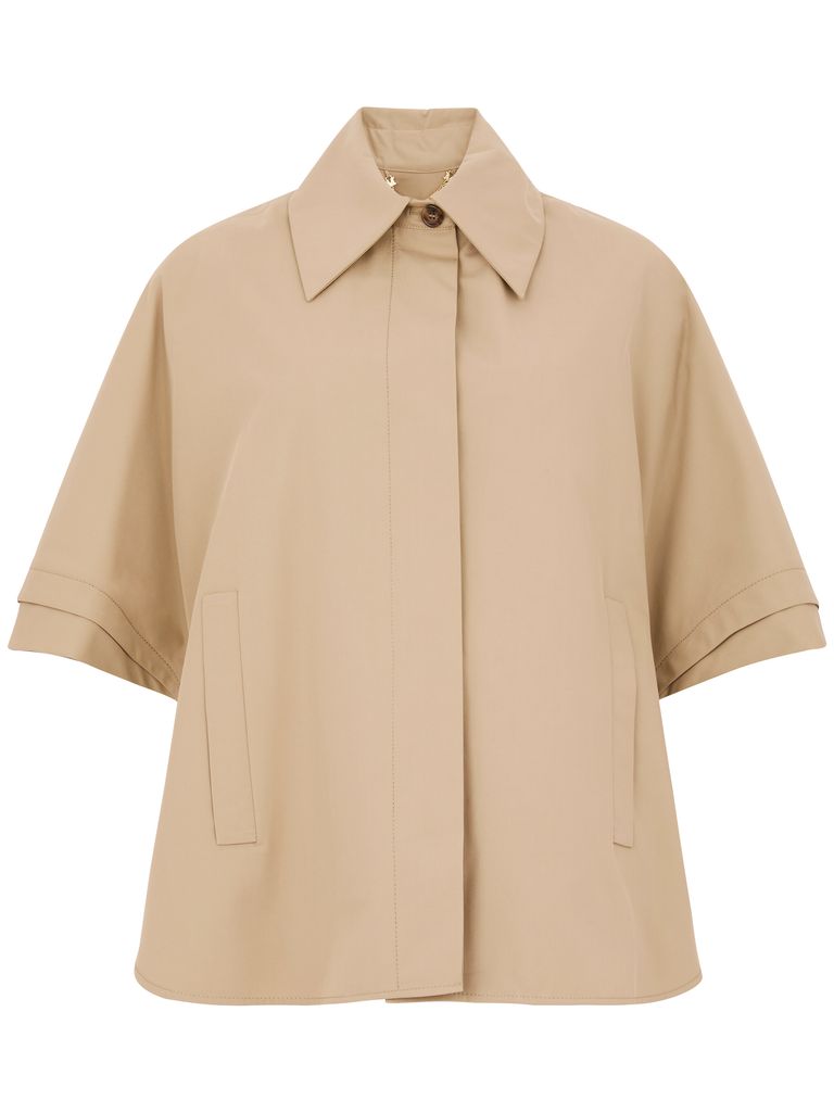 Max Mara Gabardine Cotton Button-front Cape In Brown