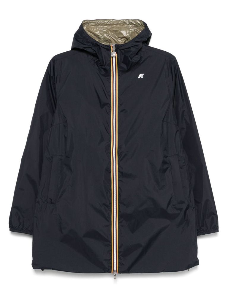 K-WAY WATERPROOF  JACKET IN NAVY BLUE WITH HOOD 