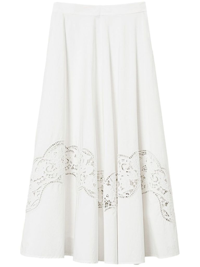 Shop Twinset Cotton Midi Skirt In White