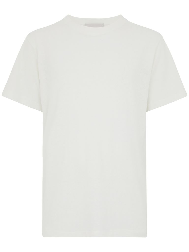 AMARANTO WHITE COTTON SHORT-SLEEVE T-SHIRT