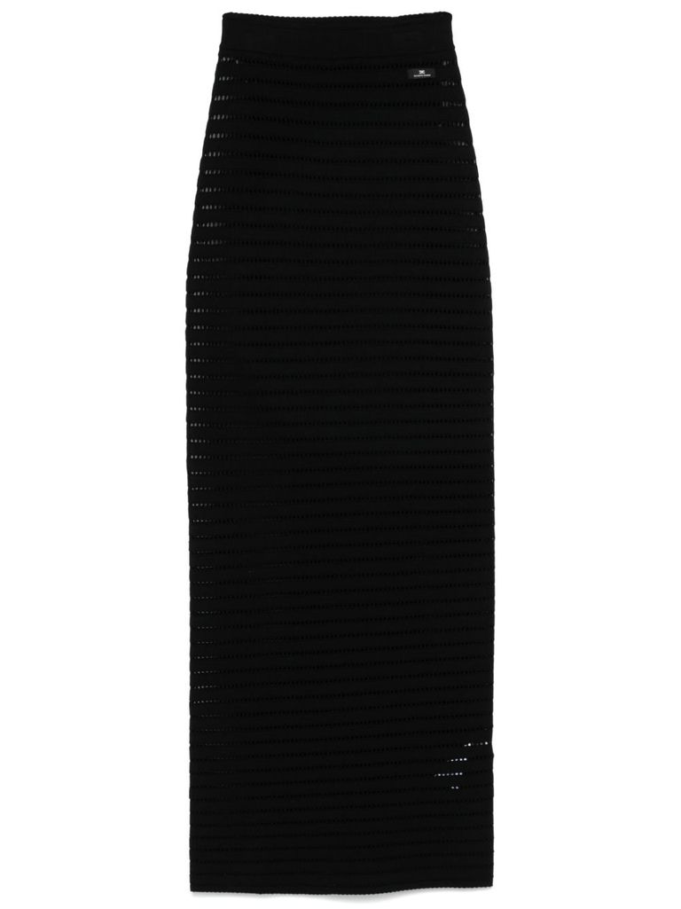 Elisabetta Franchi Pointelle-knit Midi Skirt In Black