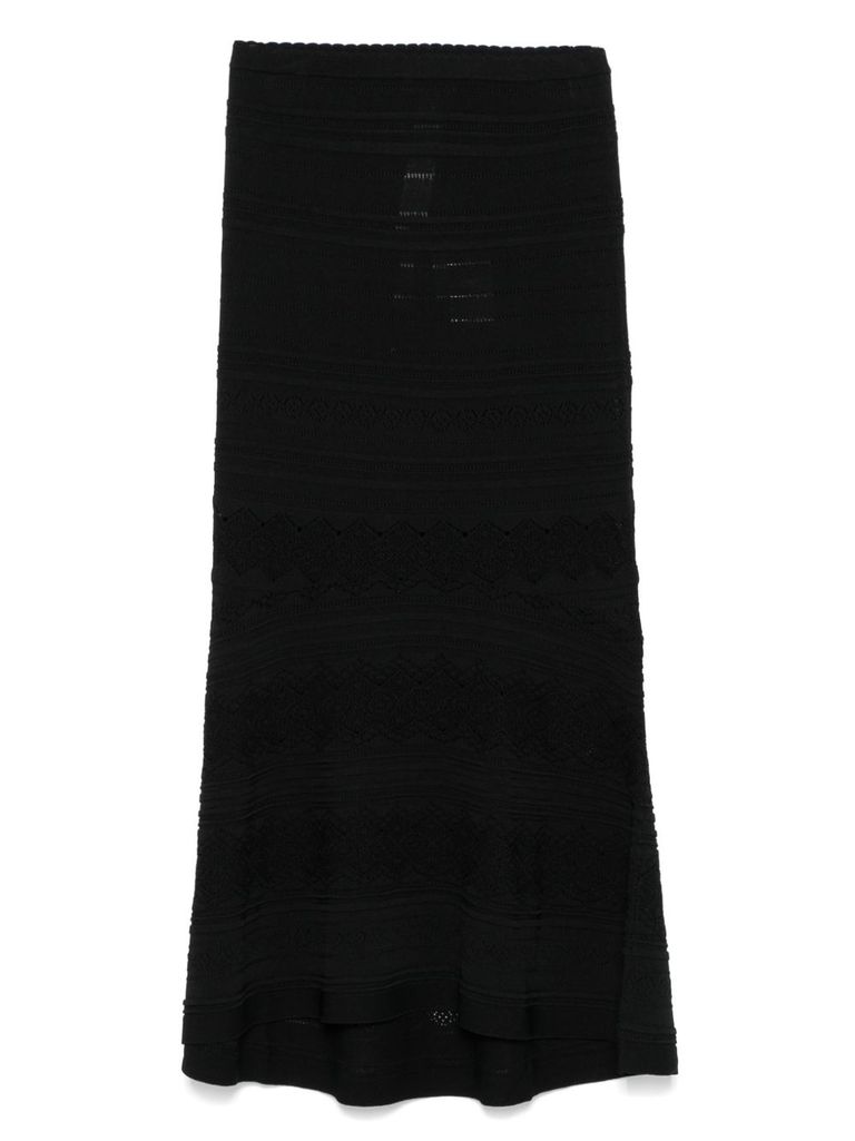 Shop Twinset Midi Skirt In Black With Scallop Edge