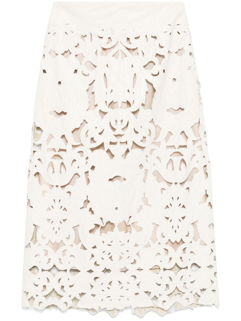 Shop Forte Forte Cut Out Midi Skirt In Beige