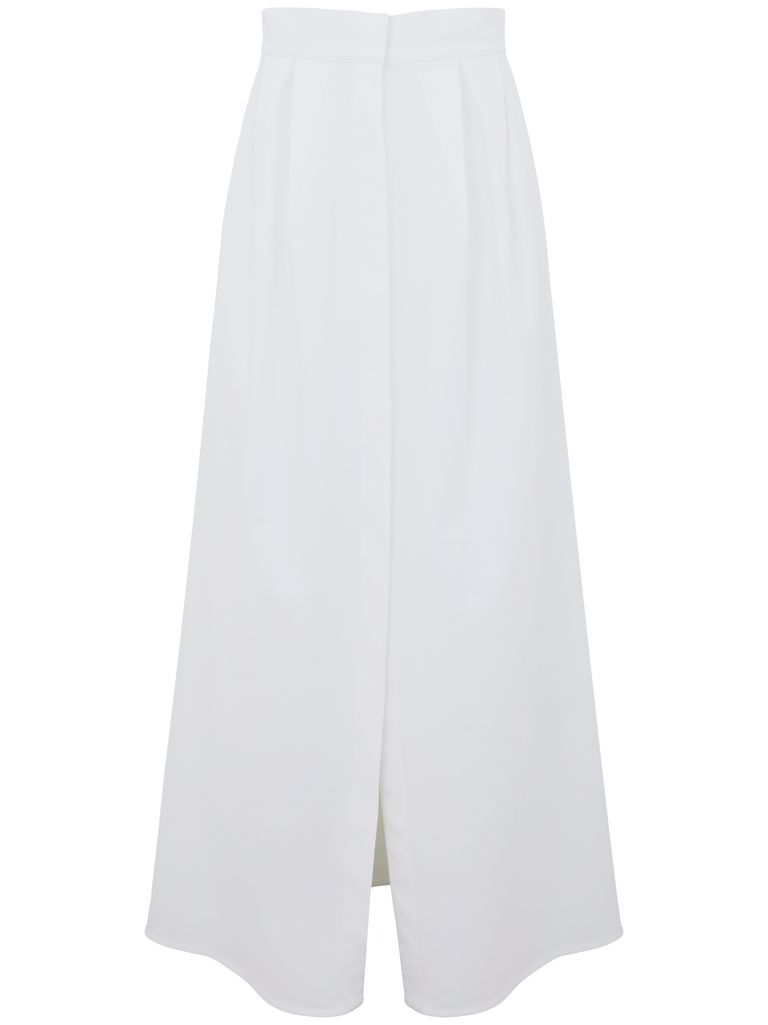 Max Mara Wide White Gabardine Skirt In White
