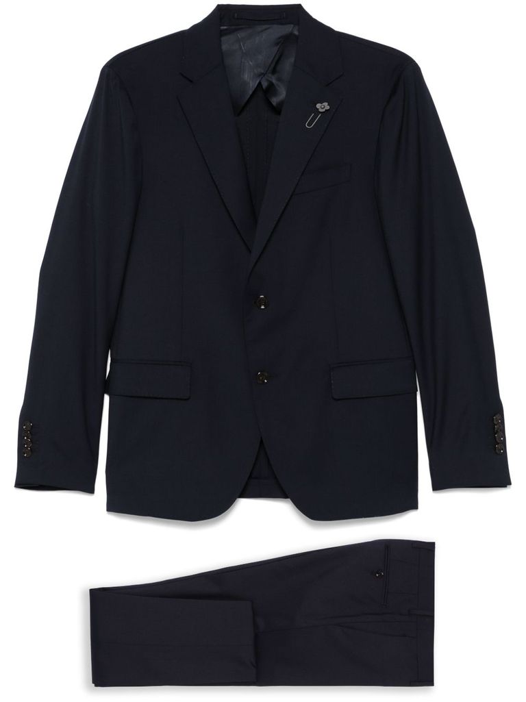 Lardini Single-breasted Crepe Suit In Blue