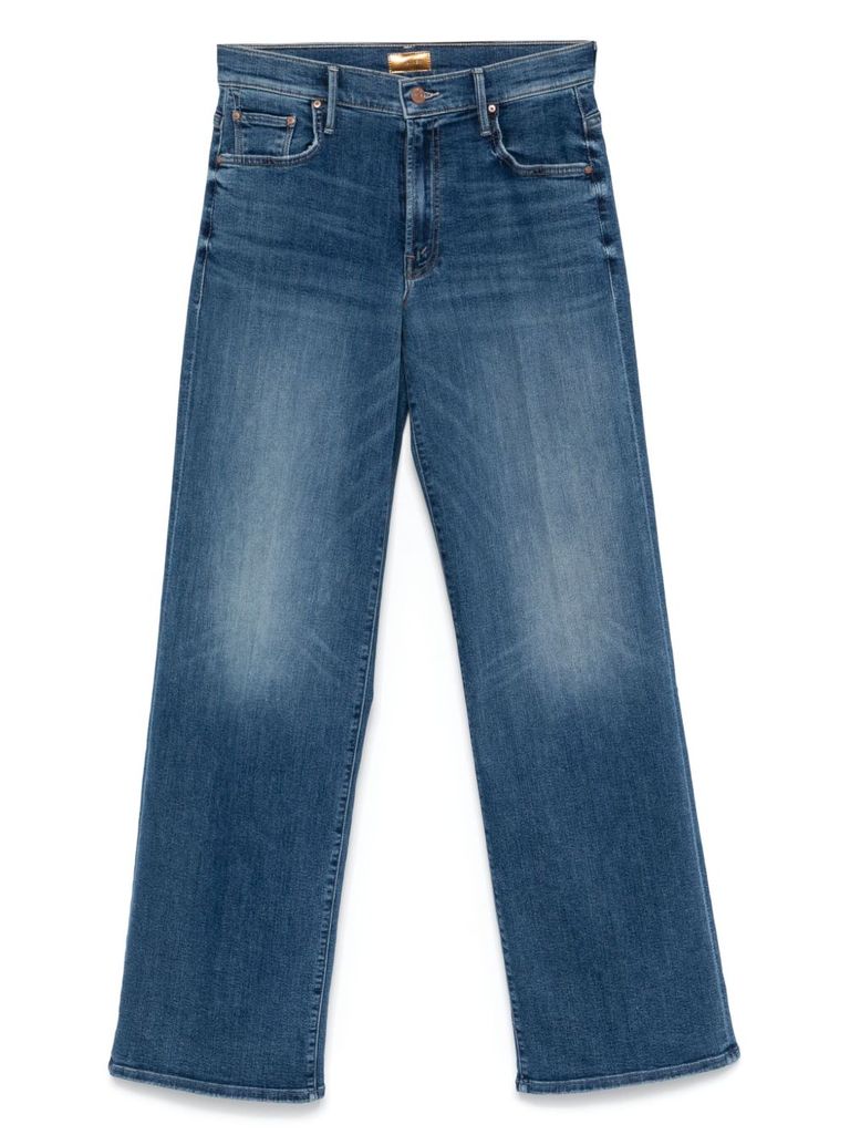 Mother High-waisted Cropped Jeans In Blue Denim In Blue