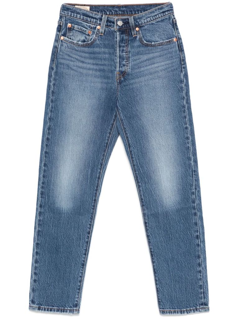 Levi's '501' Cropped Jeans In Blue Denim In Blue