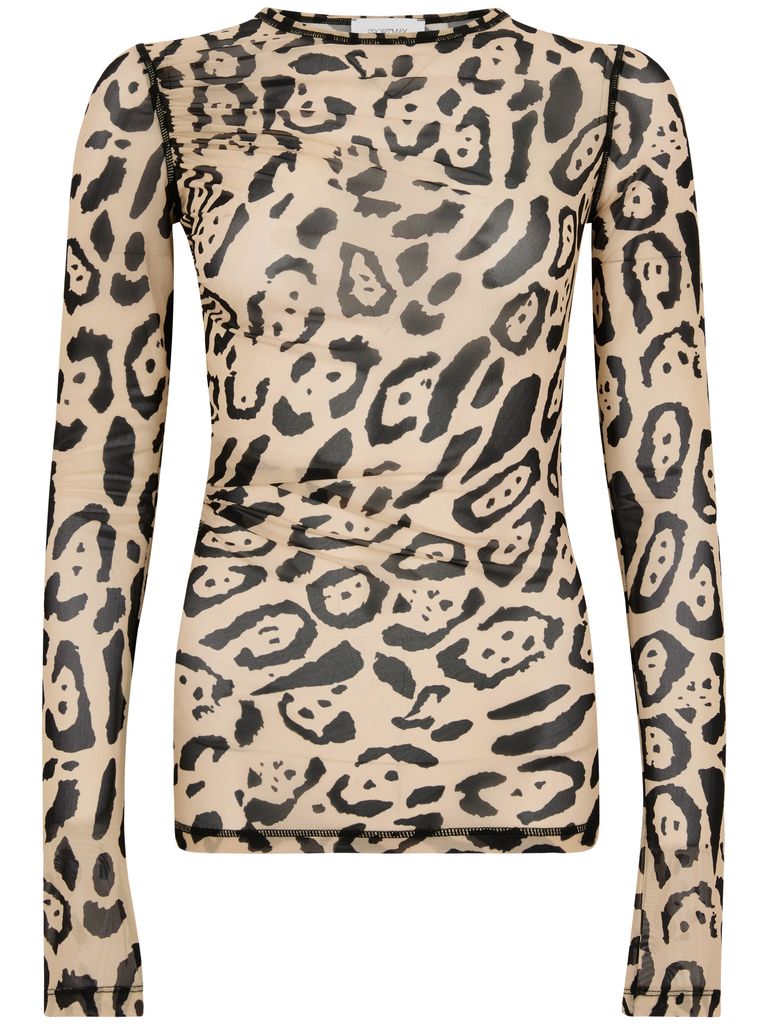 Sportmax Animalier Print Sheer Long Sleeve Top In Beige