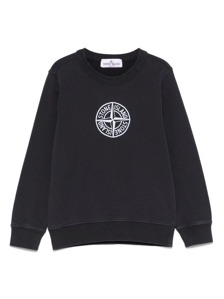 スウェット・トレーナー STONE  Cotton sweatshirt with logo Stone Island - Cotton crew-neck sweatshirt black - The Corner