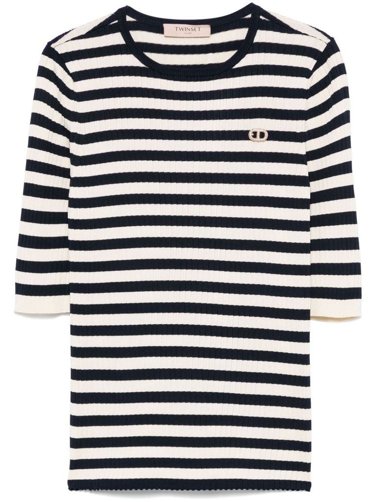 TWINSET BLUE AND WHITE STRIPERS SWEATER