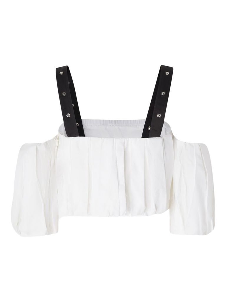 Shop Pinko White Cotton Top With Adjustable Shoulder Straps